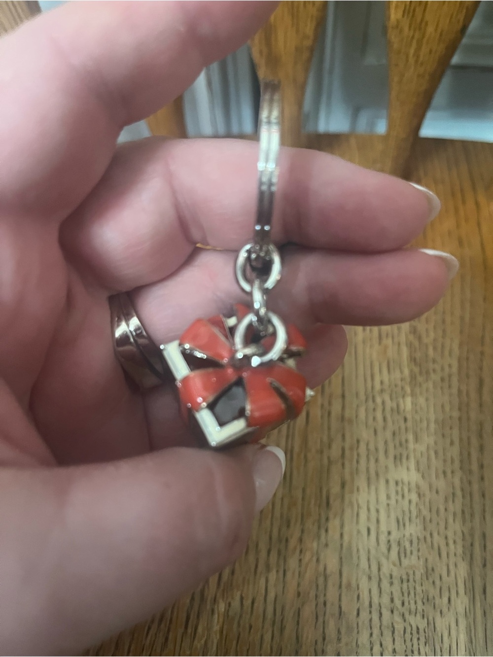 Coach Silver and Red Enamel Present Key Fob New with 🏷️ - Picture 4 of 6